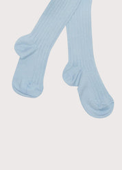 Light Blue Ribbed Tights (0mths-10yrs) Tights from Pepa London US