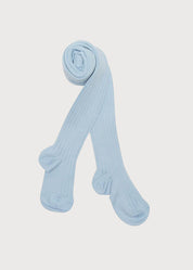 Light Blue Ribbed Tights (0mths-10yrs) Tights from Pepa London US