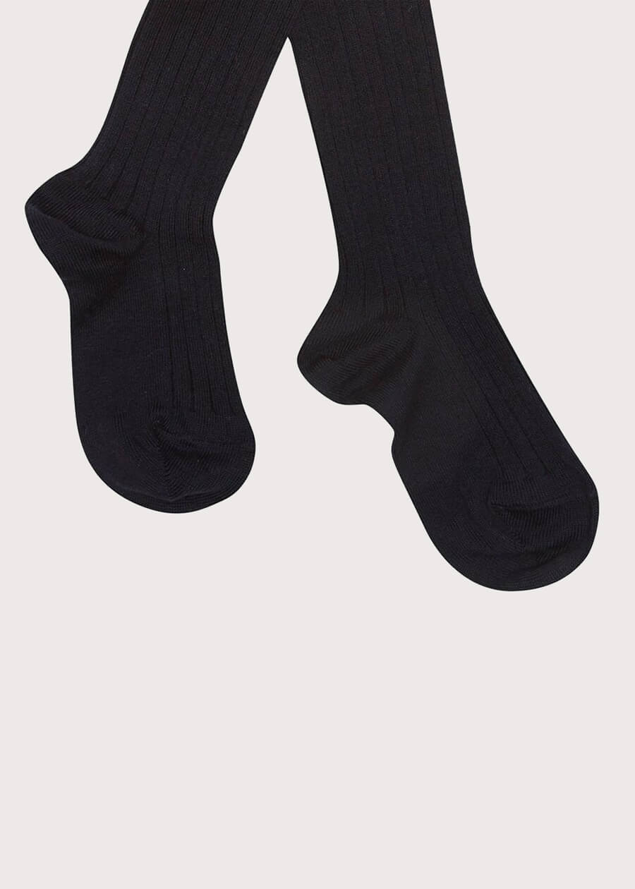 Navy Ribbed Tights (3mths-10yrs) Tights from Pepa London US