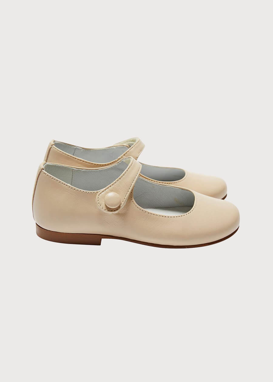 Girl's Beige Leather Celebration Shoes (20-35EU) SHOES from Pepa London US