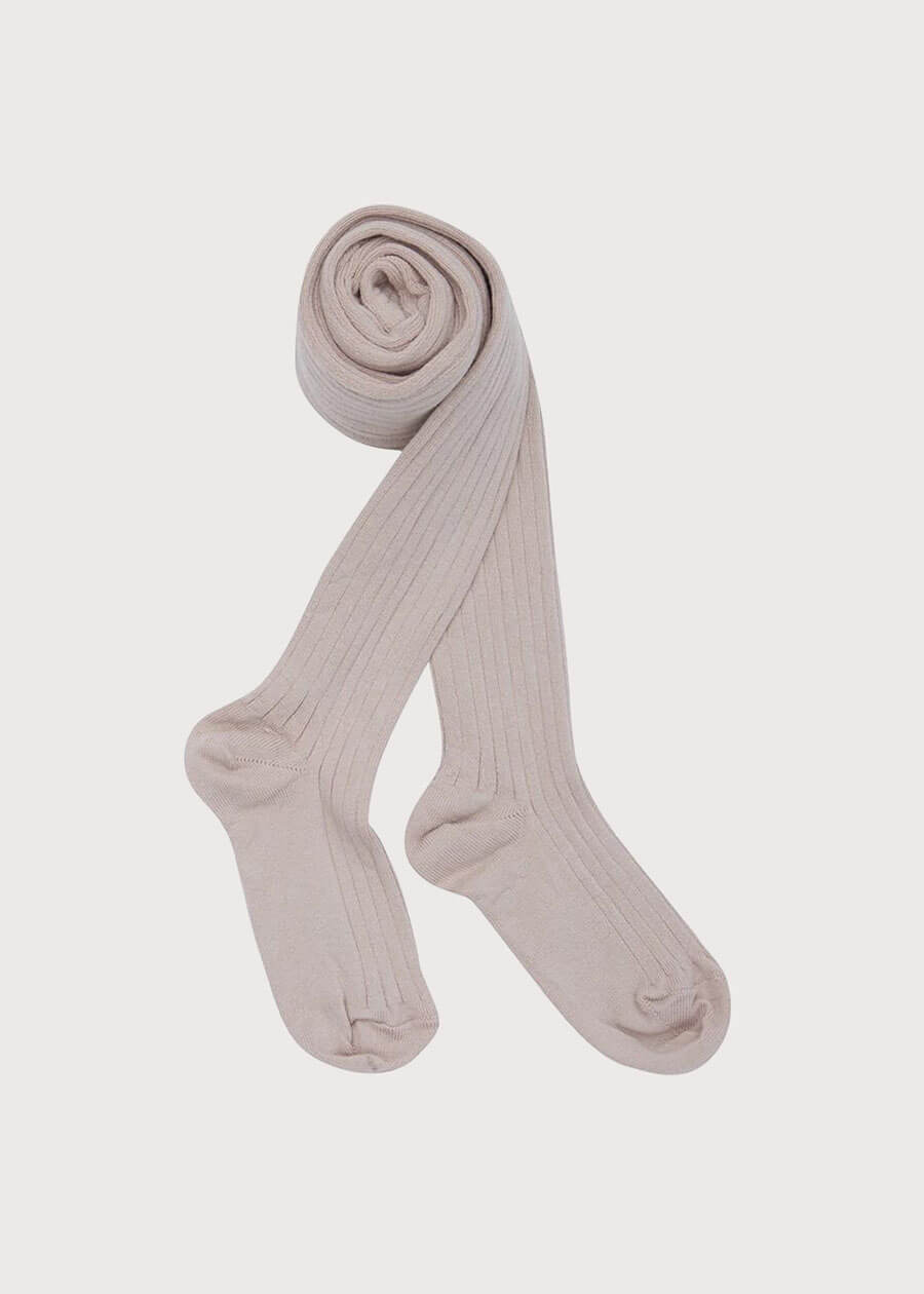 Dusky Pink Ribbed Tights (0mths-10yrs) Tights from Pepa London US