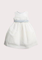Sleeveless Ivory Flower Girl Dress with Blue Silk Sash (6mths-10yrs) Dresses from Pepa London US
