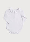 Frill Collar Long Sleeve Bodysuit in White (0mths-2yrs) Tops & Bodysuits  from Pepa London US