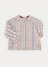 Checked Peter Pan Collar Long Sleeve Shirt In Beige (12mths-3yrs) SHIRTS  from Pepa London US