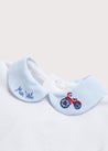 Bicycle Embroidered Collar Bodysuit in White (3mths-2yrs) Tops & Bodysuits  from Pepa London US