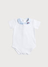 Bicycle Embroidered Collar Bodysuit in White (3mths-2yrs) Tops & Bodysuits  from Pepa London US