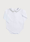 Embroidered Polo Collar Bodysuit in White (0mths-2yrs) Tops & Bodysuits  from Pepa London US