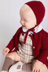 Contrast Trim 3 Button Cardigan in Red (3-18mths) Knitwear  from Pepa London US
