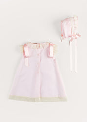 Bespoke Organic Cotton Christening Dress and Bonnet in Light Pink Made to order  from Pepa London US