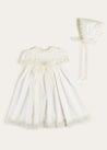Bespoke Plumeti Embroidered Organic Lawn Cotton Christening Dress and Bonnet Made to order  from Pepa London US