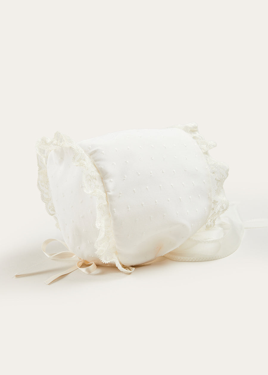 Bespoke Plumeti Embroidered Organic Lawn Cotton Christening Dress and Bonnet Made to order  from Pepa London US