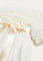 Bespoke Traditional Christening Gown with Front Satin Sash and Bonnet Made to order  from Pepa London US