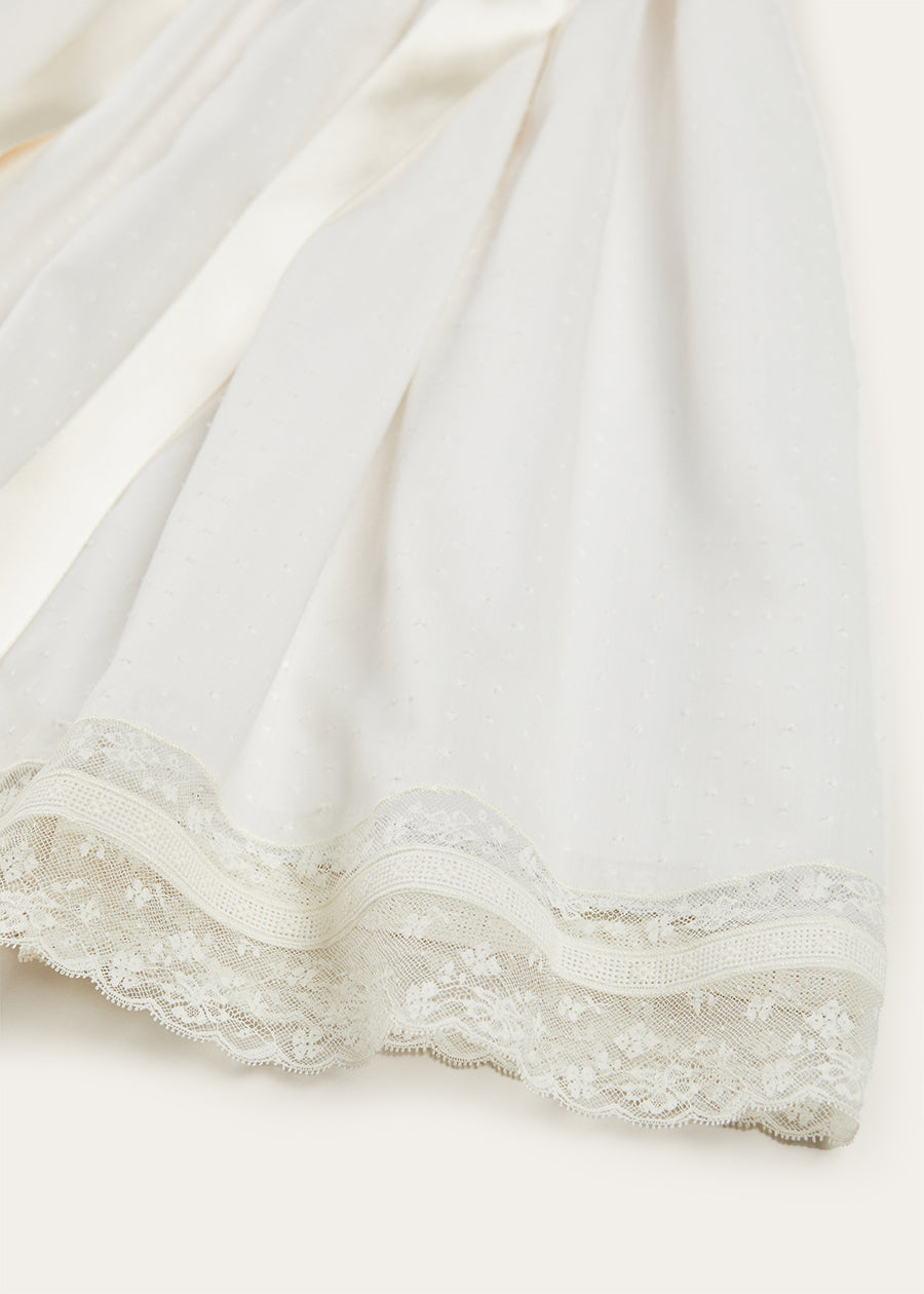 Bespoke Traditional Christening Gown with Front Satin Sash and Bonnet Made to order  from Pepa London US