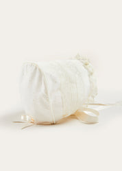 Bespoke Traditional Christening Gown with Front Satin Sash and Bonnet Made to order  from Pepa London US
