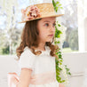 Faux Flower Straw Boater Hat in Pink Accessories  from Pepa London US