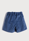 Corduroy Leather Button Shorts in Blue (4-10yrs) Shorts  from Pepa London US