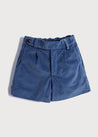 Corduroy Leather Button Shorts in Blue (4-10yrs) Shorts  from Pepa London US