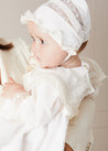 Bespoke Traditional Christening Gown with Front Satin Sash and Bonnet Made to order  from Pepa London US