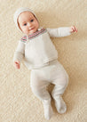 Fair Isle Knitted 2 Piece Set In Grey (3-9mths) KNITTED SETS  from Pepa London US