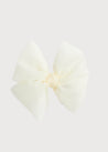 Big Bow Tulle Clip in Ivory Hair Accessories  from Pepa London US