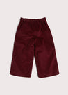 Corduroy Wide Leg Gold Button Trousers in Burgundy (4-10yrs) Trousers  from Pepa London US