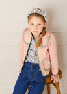Emilia Floral Print Frill Trim Reversible Quilted Jacket in Green (4-10yrs) Coats  from Pepa London US