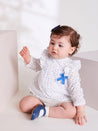 Bodysuit with Floral Blouse Over Bodysuit in French Blue (3mths-2yrs) Blouses  from Pepa London US