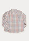 Checked Polo Collar Long Sleeve Shirt In Beige (4-10yrs) SHIRTS  from Pepa London US
