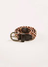Contrast Leather Braided Belt in Brown (XS-S) Belts  from Pepa London US