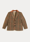 Check Tweed Three Button Blazer Jacket In Brown (4-10yrs) COATS  from Pepa London US