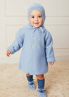 Double Breasted Knitted Mother Of Pearl Buttoned Coat in Blue (6mths-2yrs) Knitwear  from Pepa London US