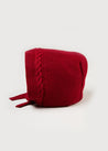 Cable Detail Knitted Bonnet In Red (S-L) KNITTED ACCESSORIES  from Pepa London US