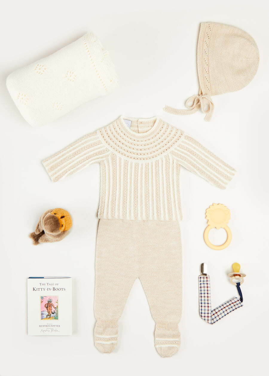 Cable Detail Knitted Gift Set in Beige Look  from Pepa London US