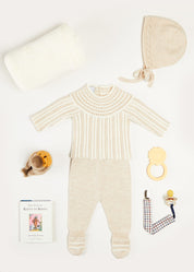 Cable Detail Knitted Gift Set in Beige Look  from Pepa London US