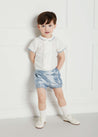 Baby Boy Celebration Blue Silk Bloomers and Linen Shirt Set (12mths-3yrs) Sets  from Pepa London US