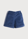 Corduroy Elasticated Waist Shorts in Blue (18mths-3yrs) Shorts  from Pepa London US